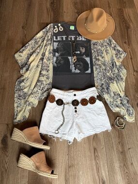 Beatles Upcycled Band Tee Boho Western Flowy Sleeves Small/Medium/Large